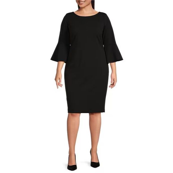 Calvin Klein Dresses & Skirts - Calvin Klein 3/4 Bell Sleeve Boat Neck Sheath Dress, Green, Size 12 NWT